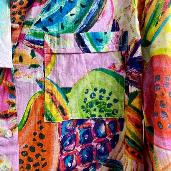 COPY - True Destinations Tropical Fruit Swim Cover Up Shirt/Dress Size Medium - Picture 5 of 11